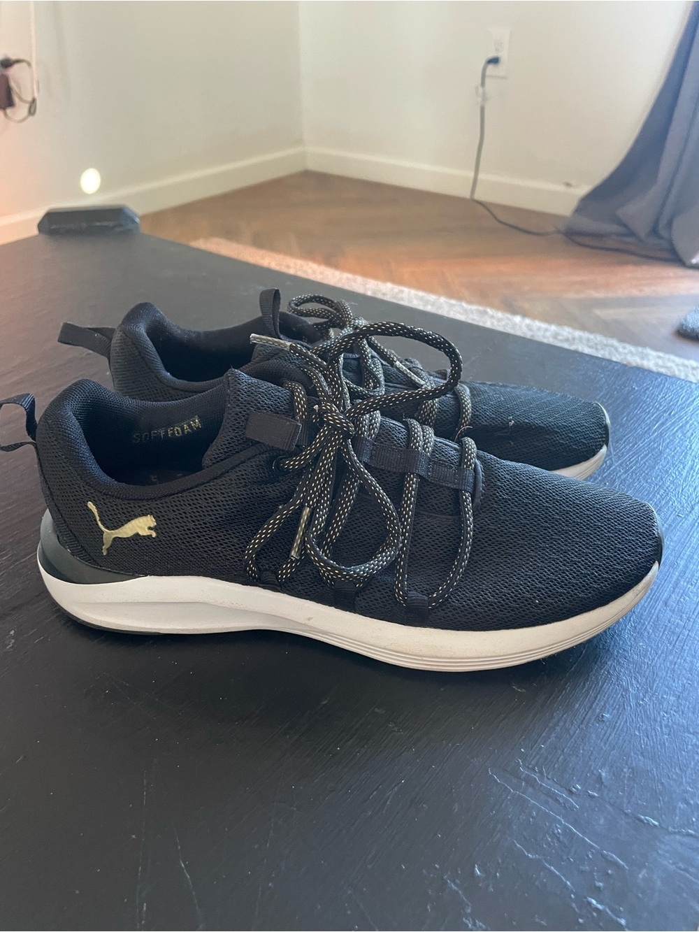 Puma Men’s Black and White SoftFoam Lace-Up Sneakers